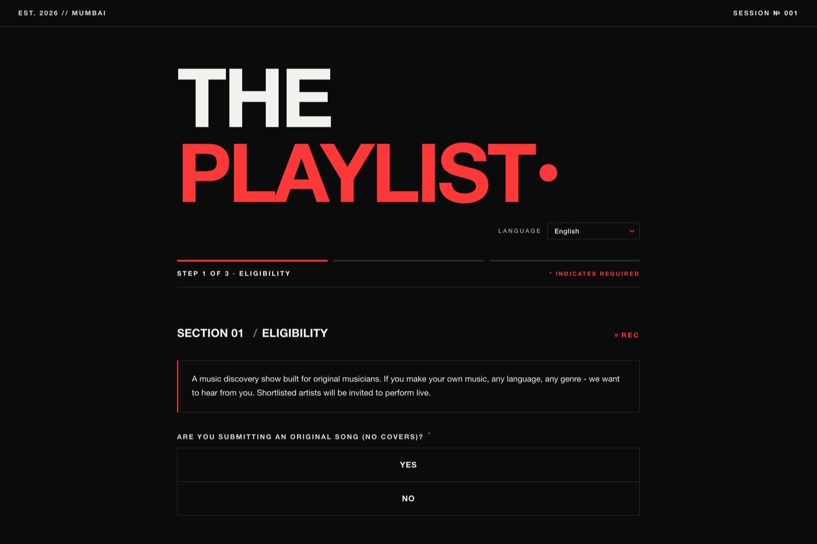 The Playlist participant registration